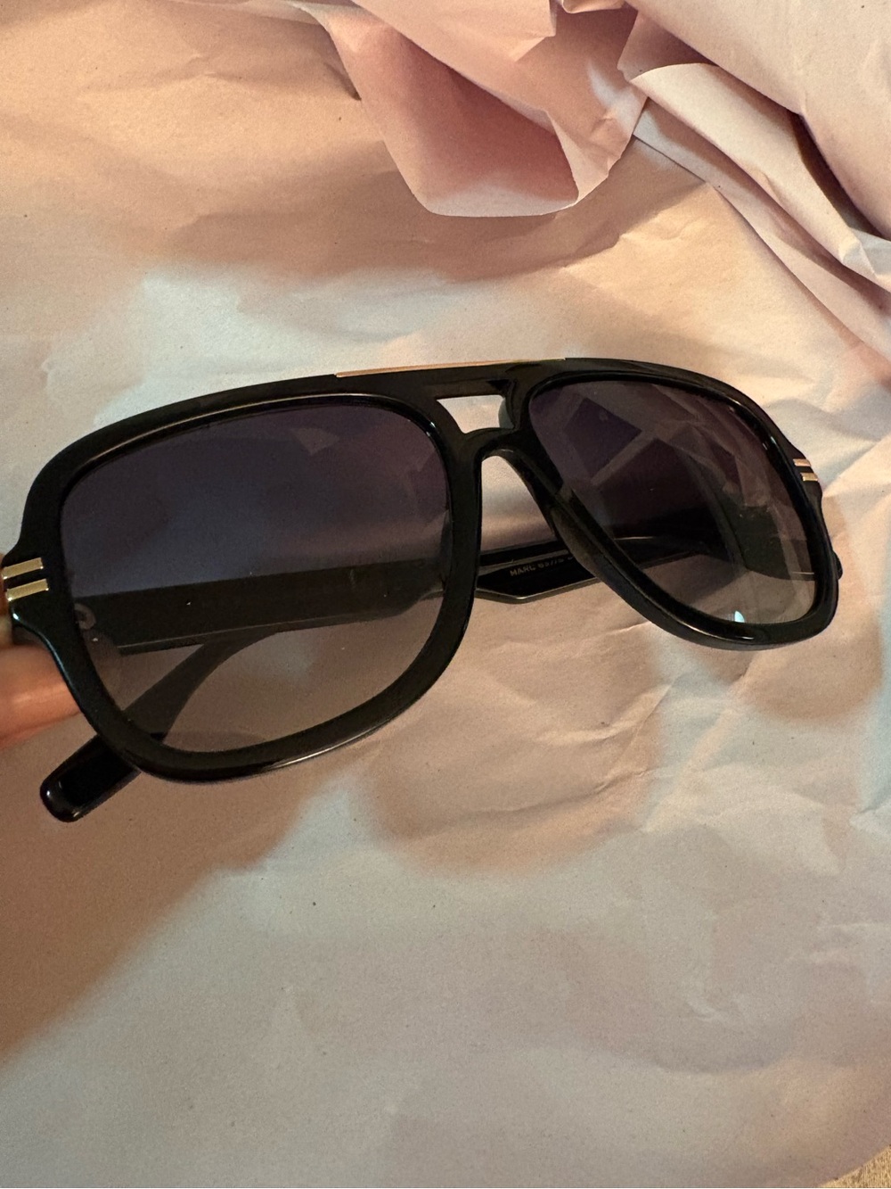 Marc Jacobs Black Aviator Sunglasses with Gradient Lenses 637/S 807 9O
